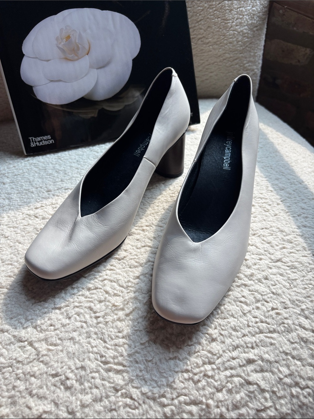 Jefferey Campbell, White Lamb Leather Low Heel Pumps - Picture 7 of 7